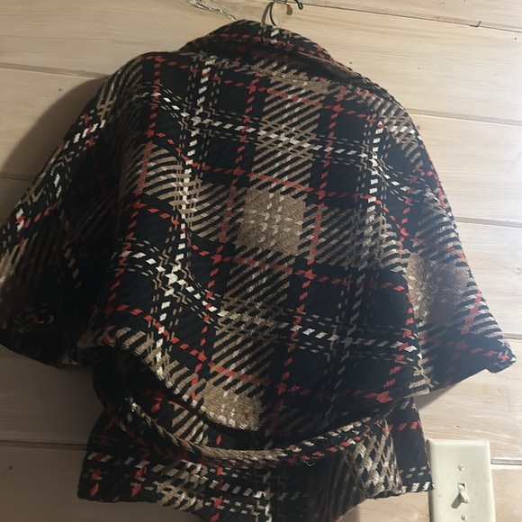 Steve Madden Multicolor Plaid Wool Blend Tweed Crop Peacoat fall vibe-size s/m - Picture 5 of 5